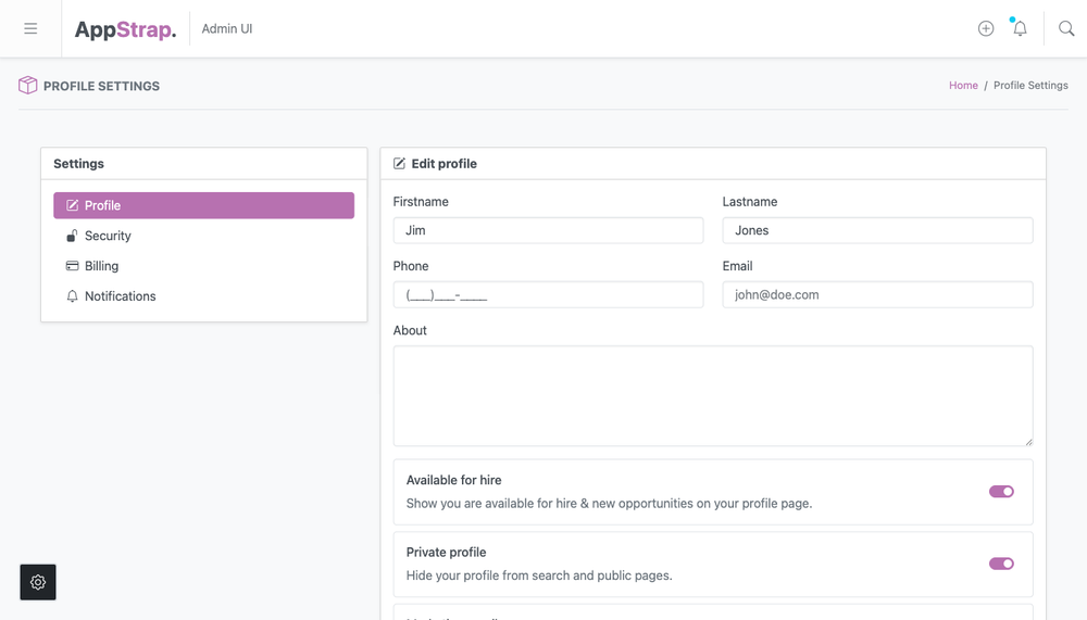 admin-profile-settings page thumbnail